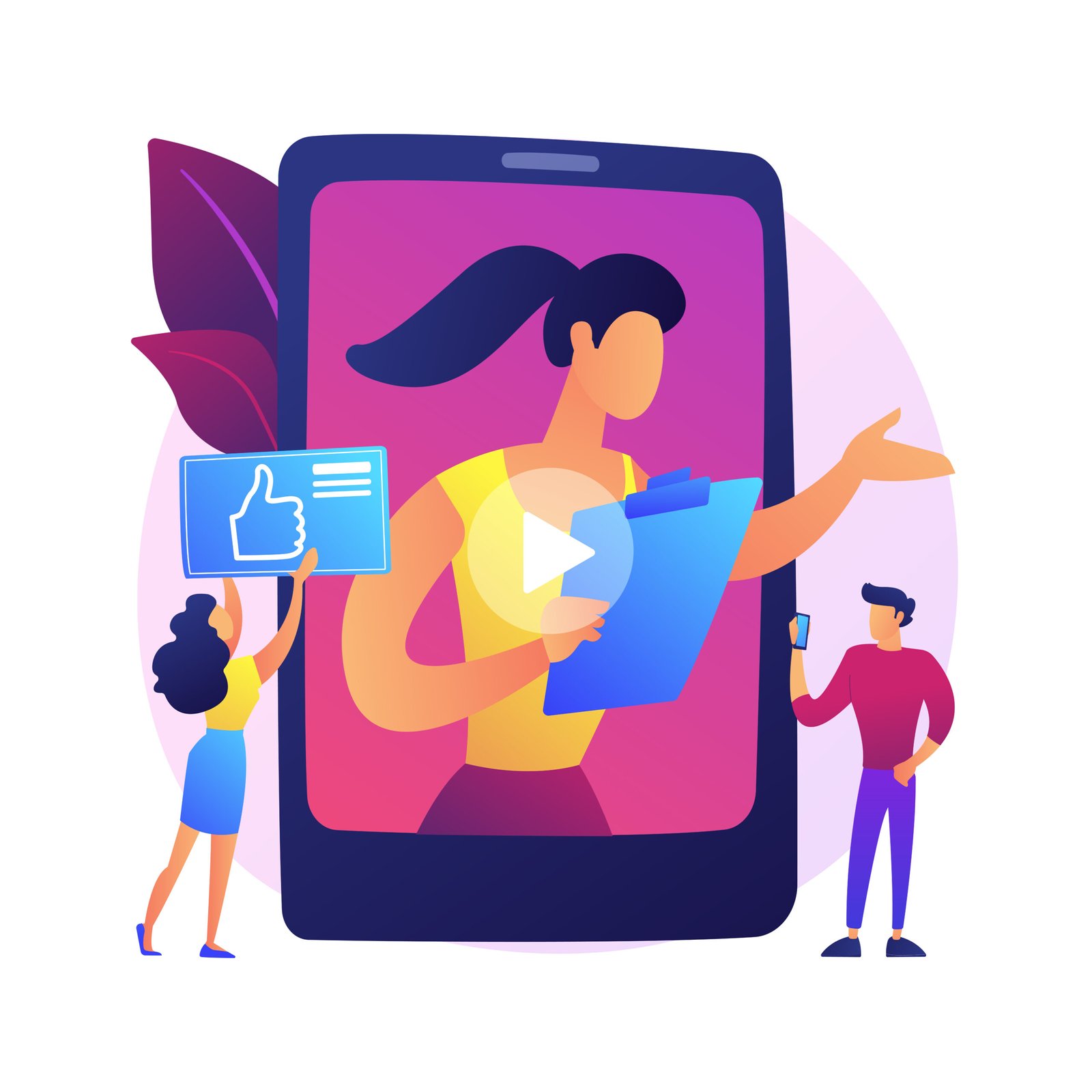 Vlogging lifestyle. Video blogging, social media interaction, digital communication platform. Cheerful vlogger, influencer greeting, waving hand gesture. Vector isolated concept metaphor illustration